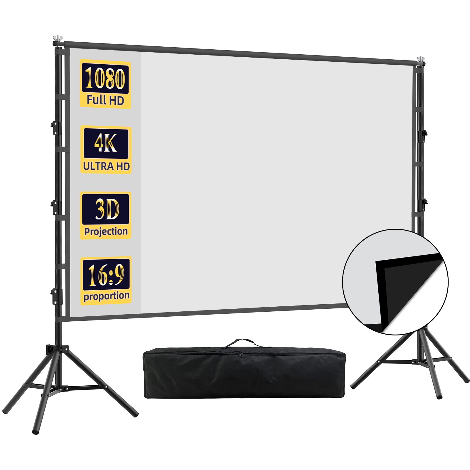 Projector Screen 100 Inch - Tela de projeção VEIDADZ com suporte,